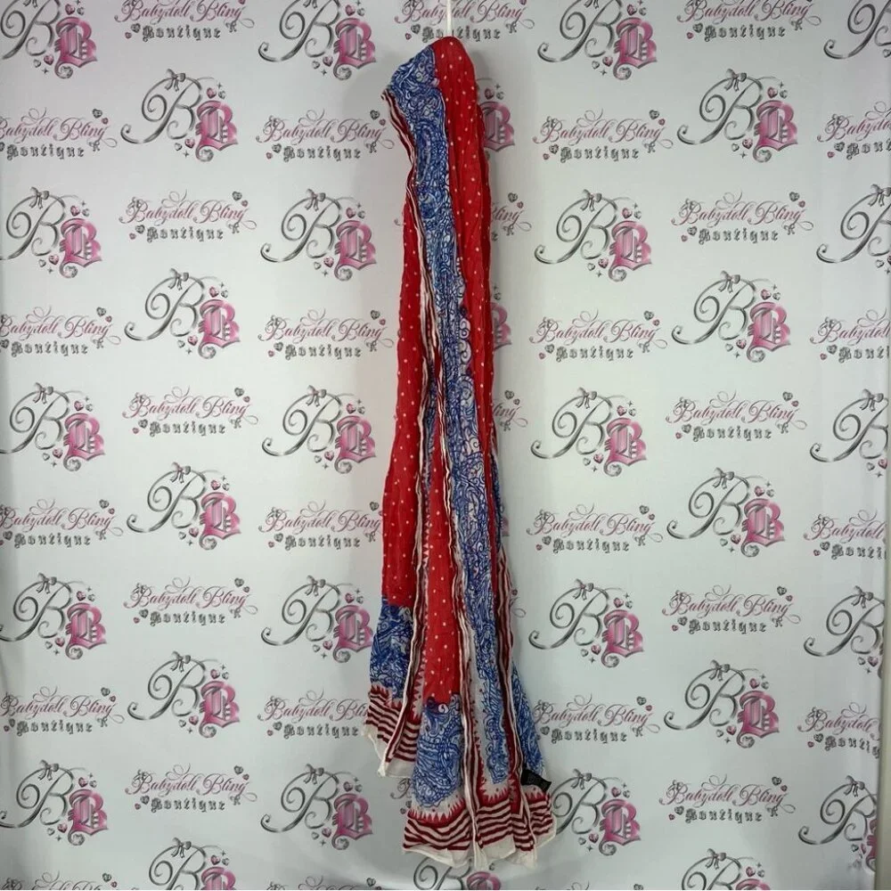 Scarf polka dot paisley stripes Red and Blue Women's Scarf scarve